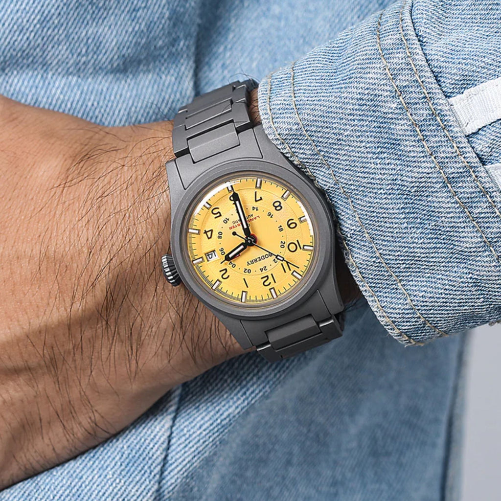 BODERRY LANDMASTER GMT – Titanium Automatic Tritium Field Watch | Yellow