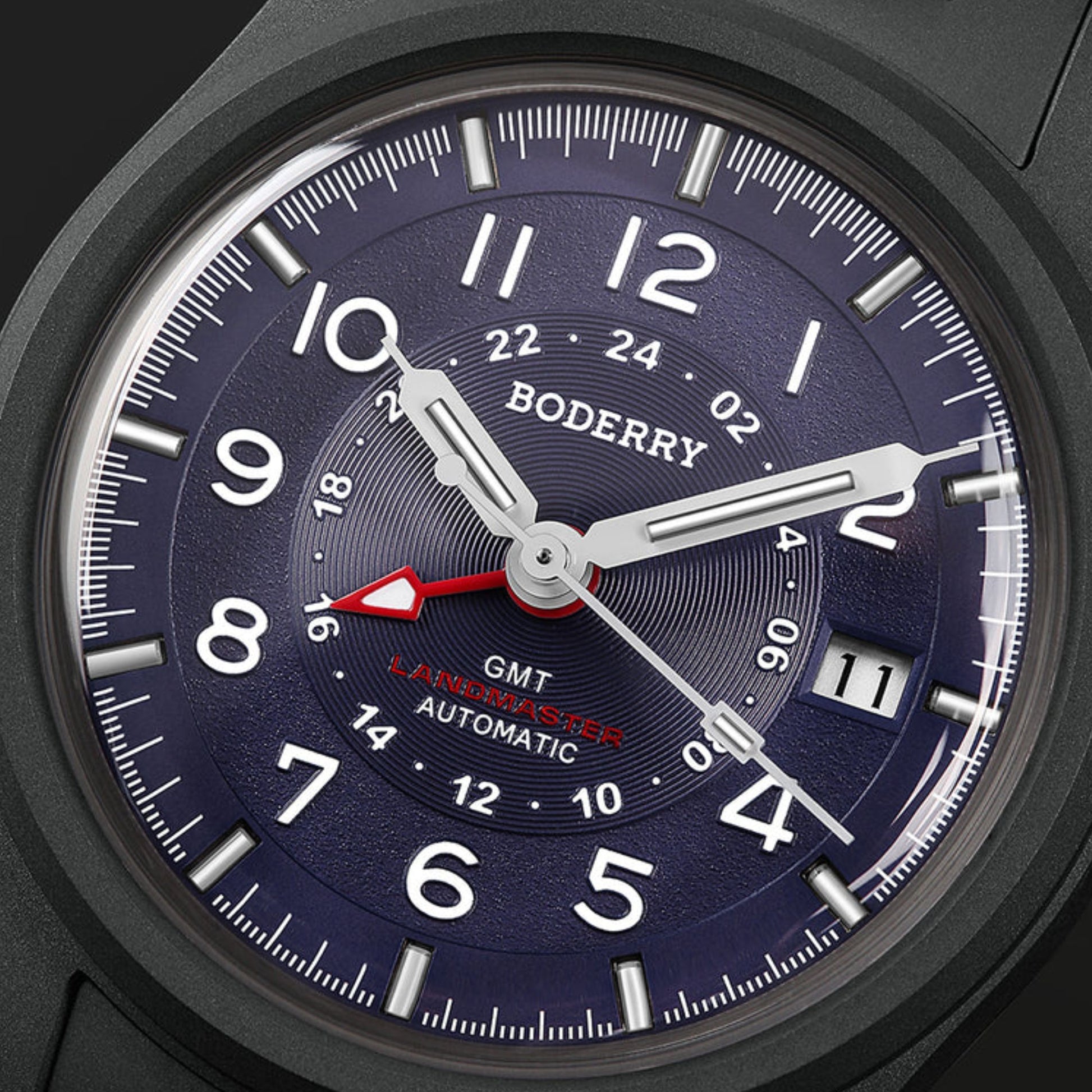 BODERRY LANDMASTER GMT – Titanium Automatic Tritium Field Watch | Purple