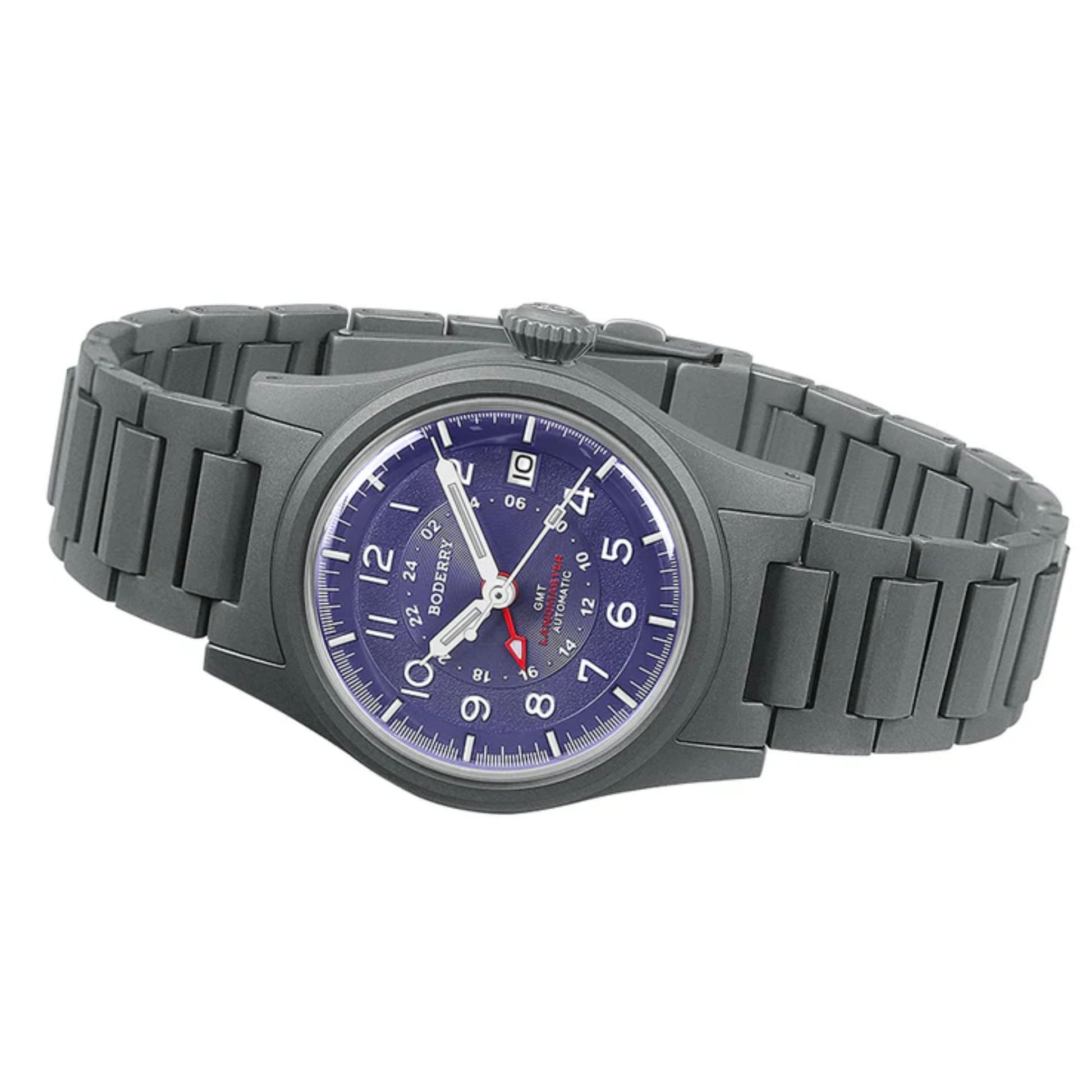 BODERRY LANDMASTER GMT – Titanium Automatic Tritium Field Watch | Purple