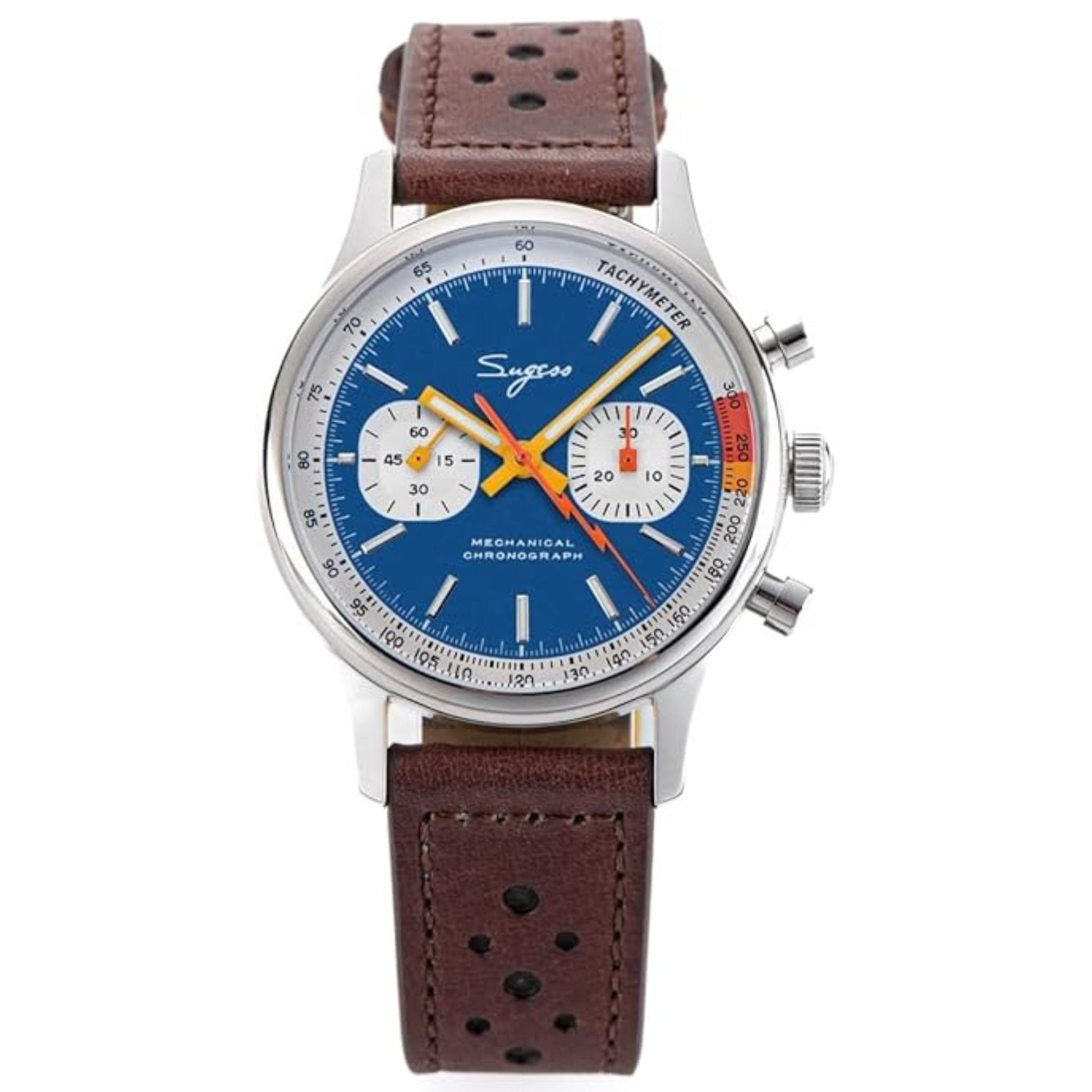 Sugess 1963 Pilot Watch Mens Chronograph Mechanical Wristwatches Original ST1901 Swanneck Movement Sapphire Crystal