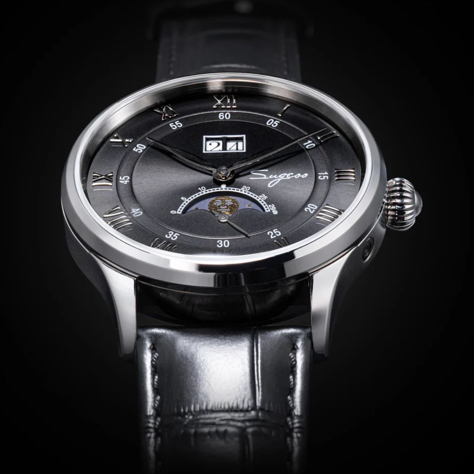 MoonPhase Master S437-2 Moon Phase Automatic Stainless Steel Case Black Dial