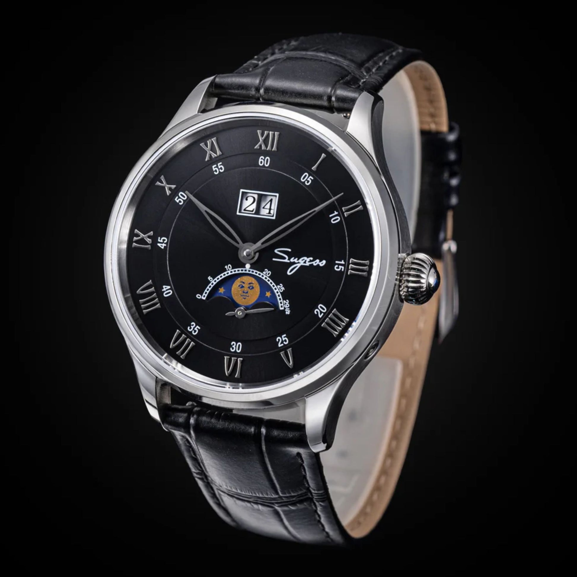 MoonPhase Master S437-2 Moon Phase Automatic Stainless Steel Case Black Dial