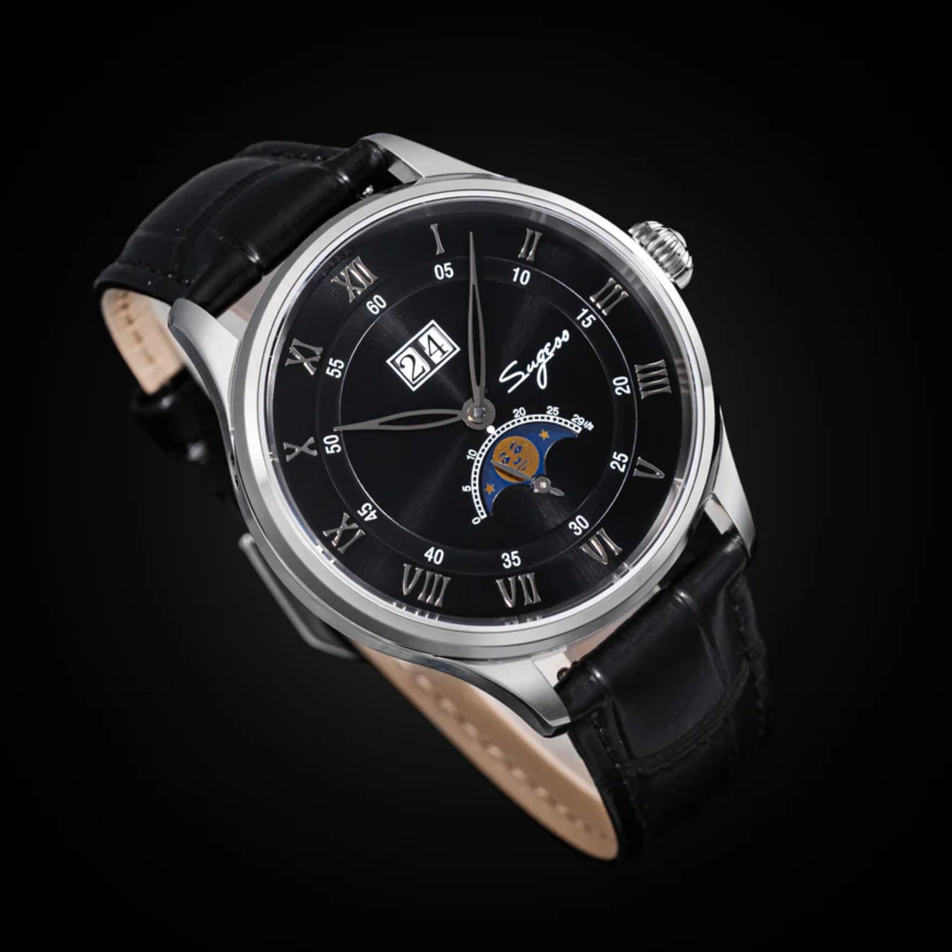MoonPhase Master S437-2 Moon Phase Automatic Stainless Steel Case Black Dial