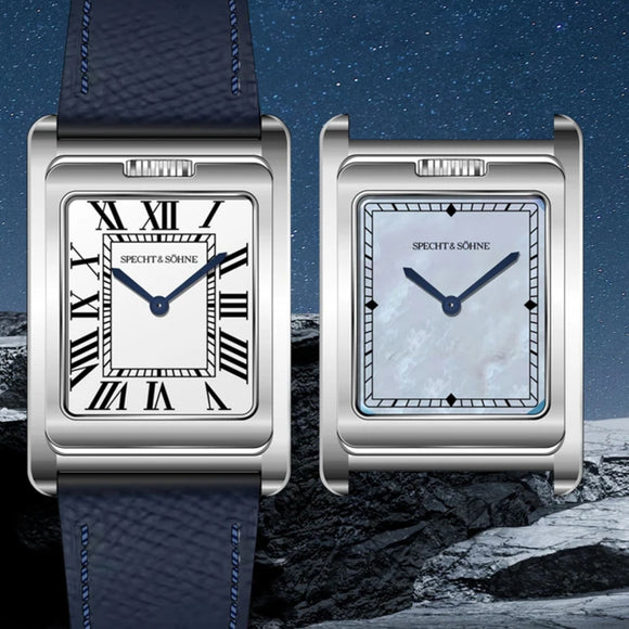 Specht & Söhne Square Double Face Men's Watches Stainless Steel Sapphire Crystal watch