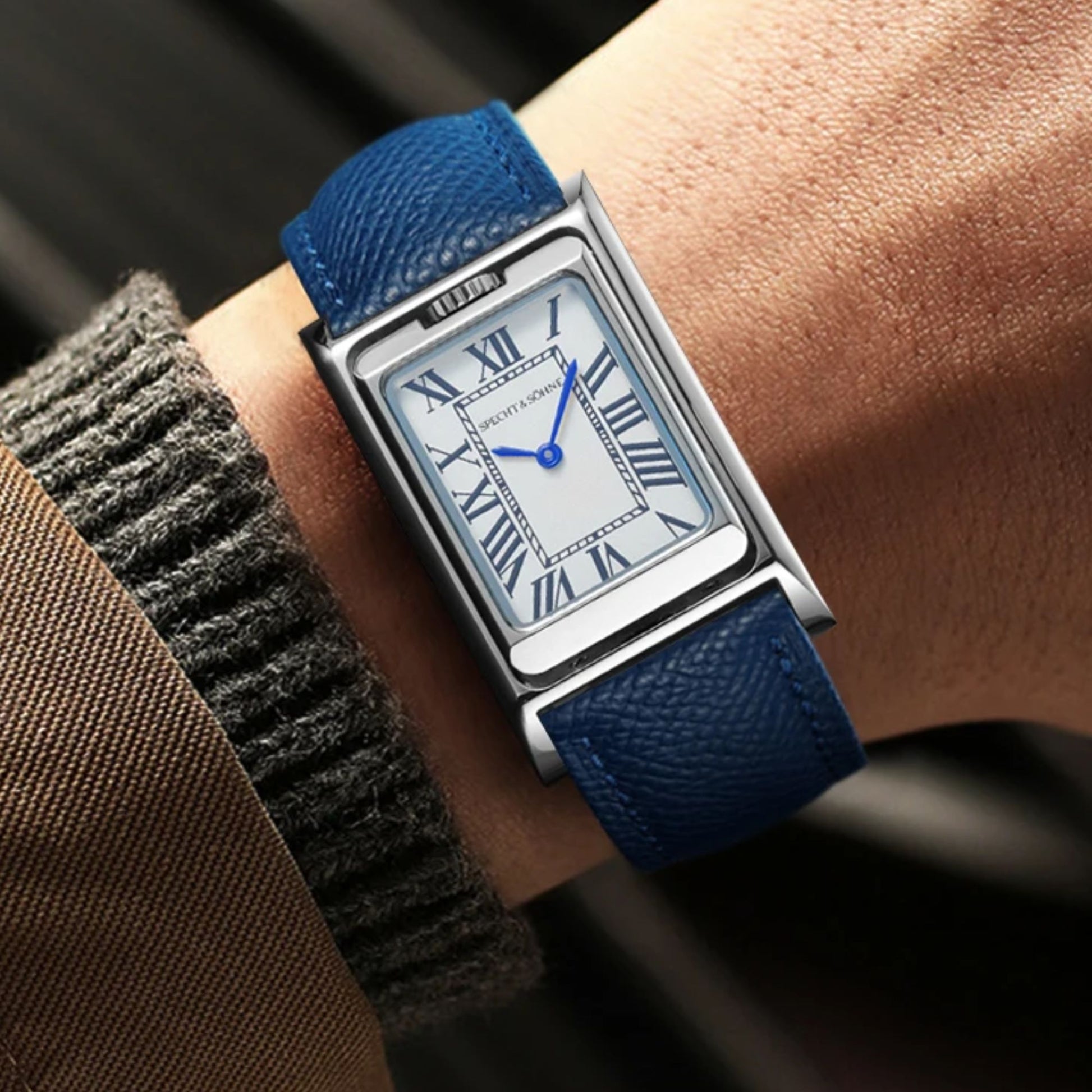 Specht & Söhne Square Double Face Men's Watches Stainless Steel Sapphire Crystal watch