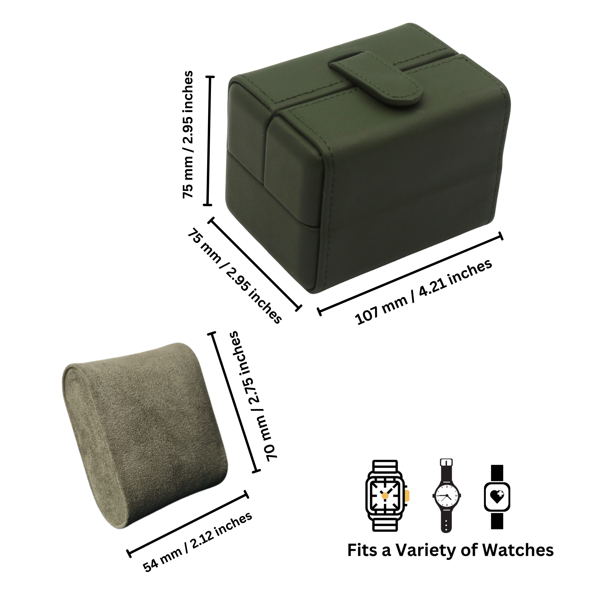 Dream Watches Premium Double Folding Leather Watch Case | Removable Cushion | Dual Shade | Suede Lined