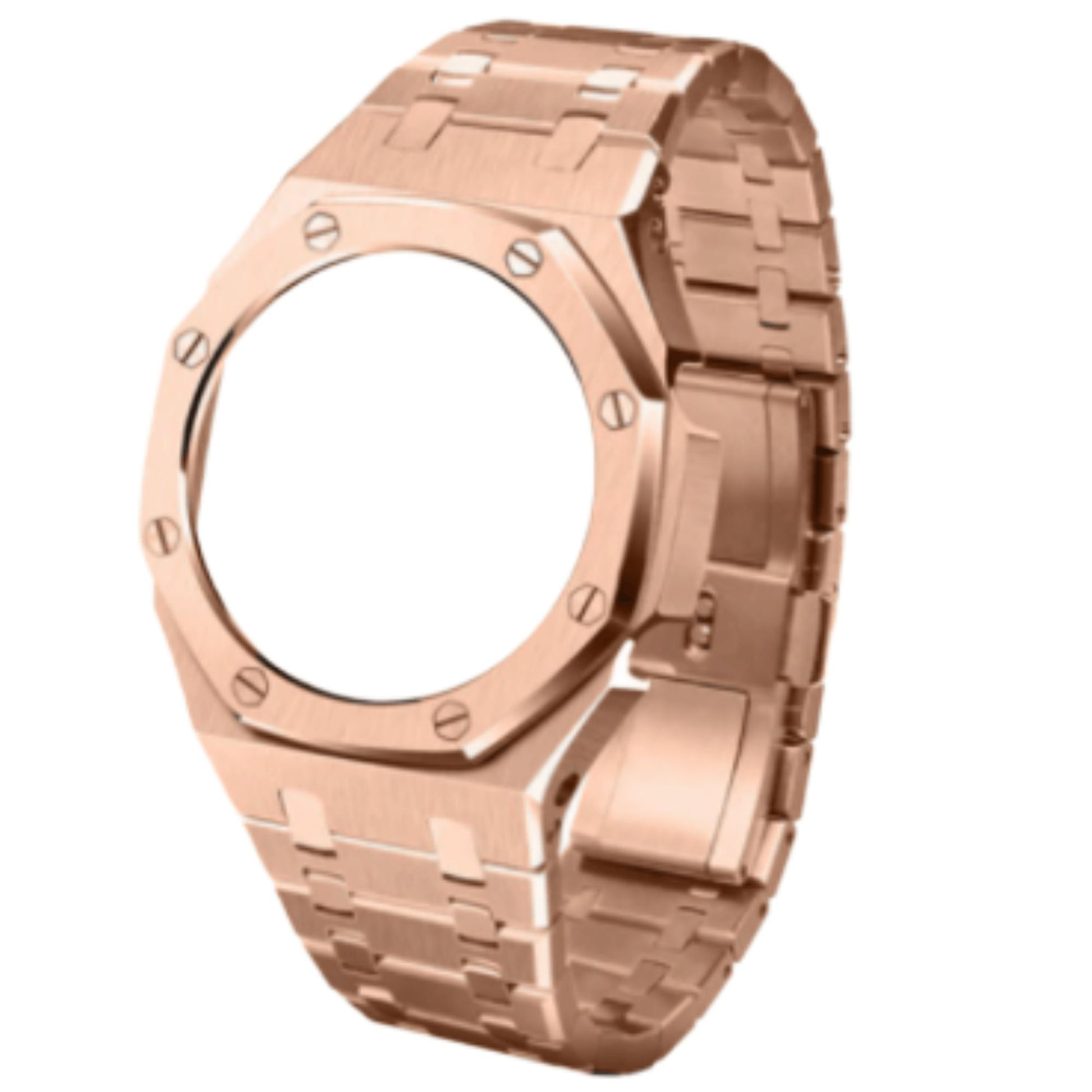 Mod Kit Metal Watchband and Metal Case for G-shock GM-2100 and GM-2110/B-2100 " Casioak" (Rose Gold Bracelet)