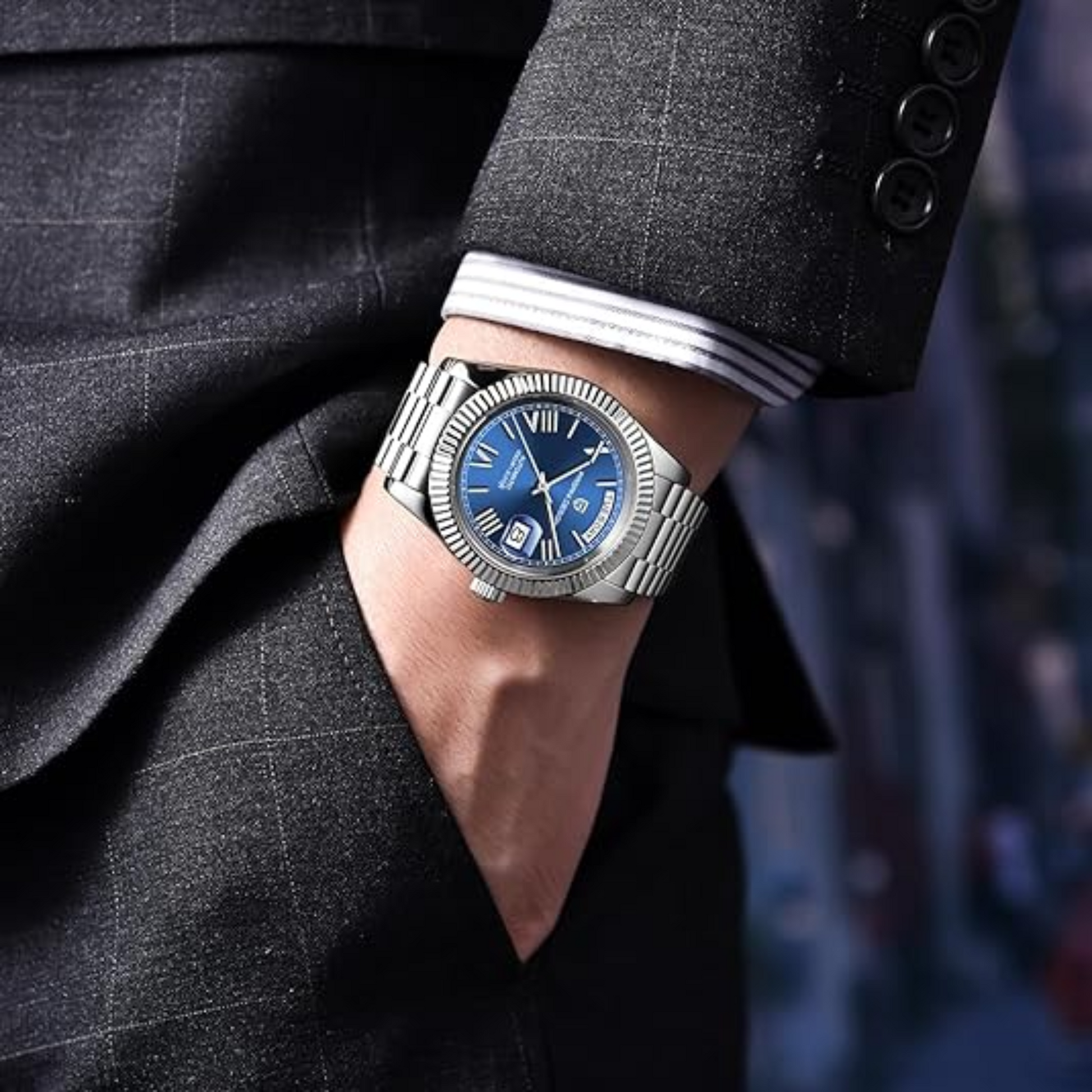 Pagani Design DD40 PD-1783 Men's Watches Luxury Automatic Watch AR Sapphire Glass Mechanical Wristwatch Men NH36A - Deep Blue Dial