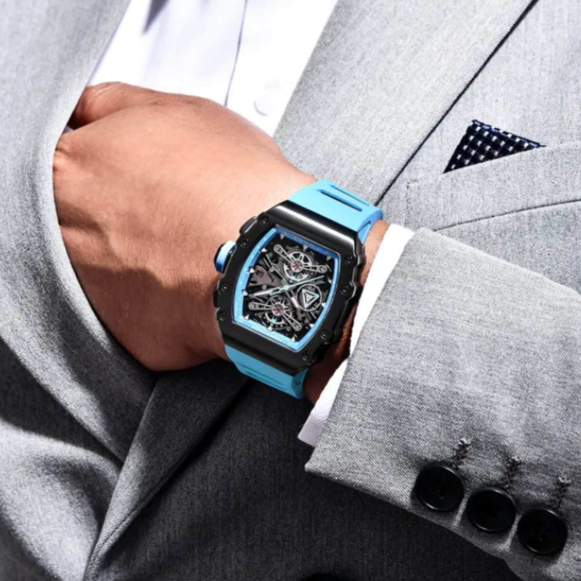 Pagani Design PD-YS011 Mens Skeleton Quartz Wristwatch YM92 Movt Watch for Men Sapphire Glass Stainless Steel Case Waterproof Clock