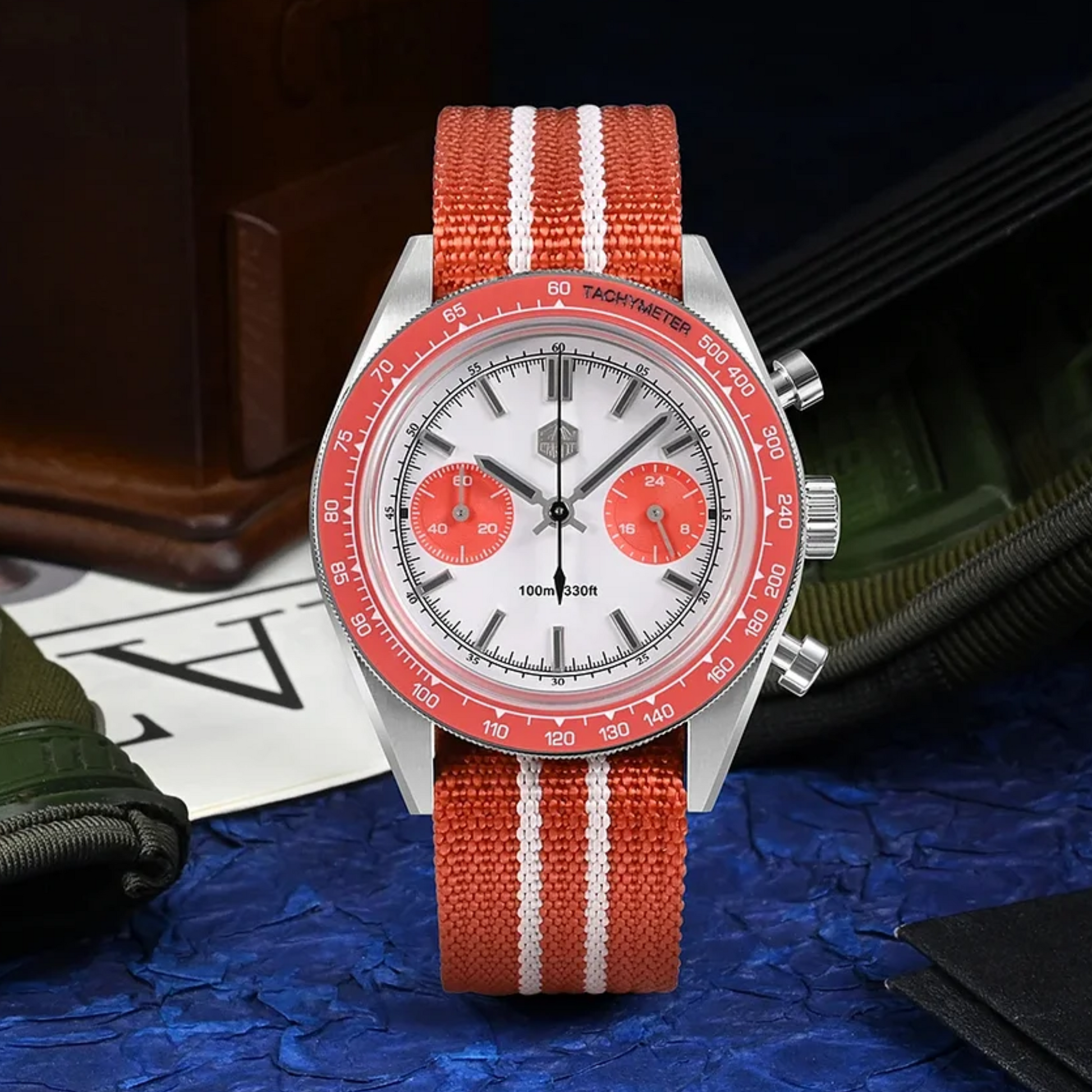 San Martin Chronograph VK64 Quartz Watch Original Design SN0116 - Orange