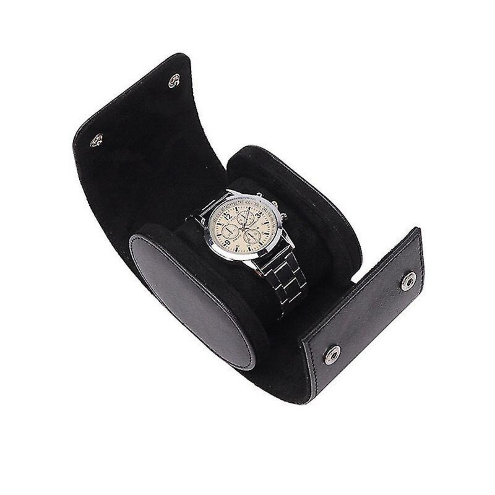 Dream Watches  Minuscle Premium Watch Storage and Travel Case : Single Slot  |  Black Leather