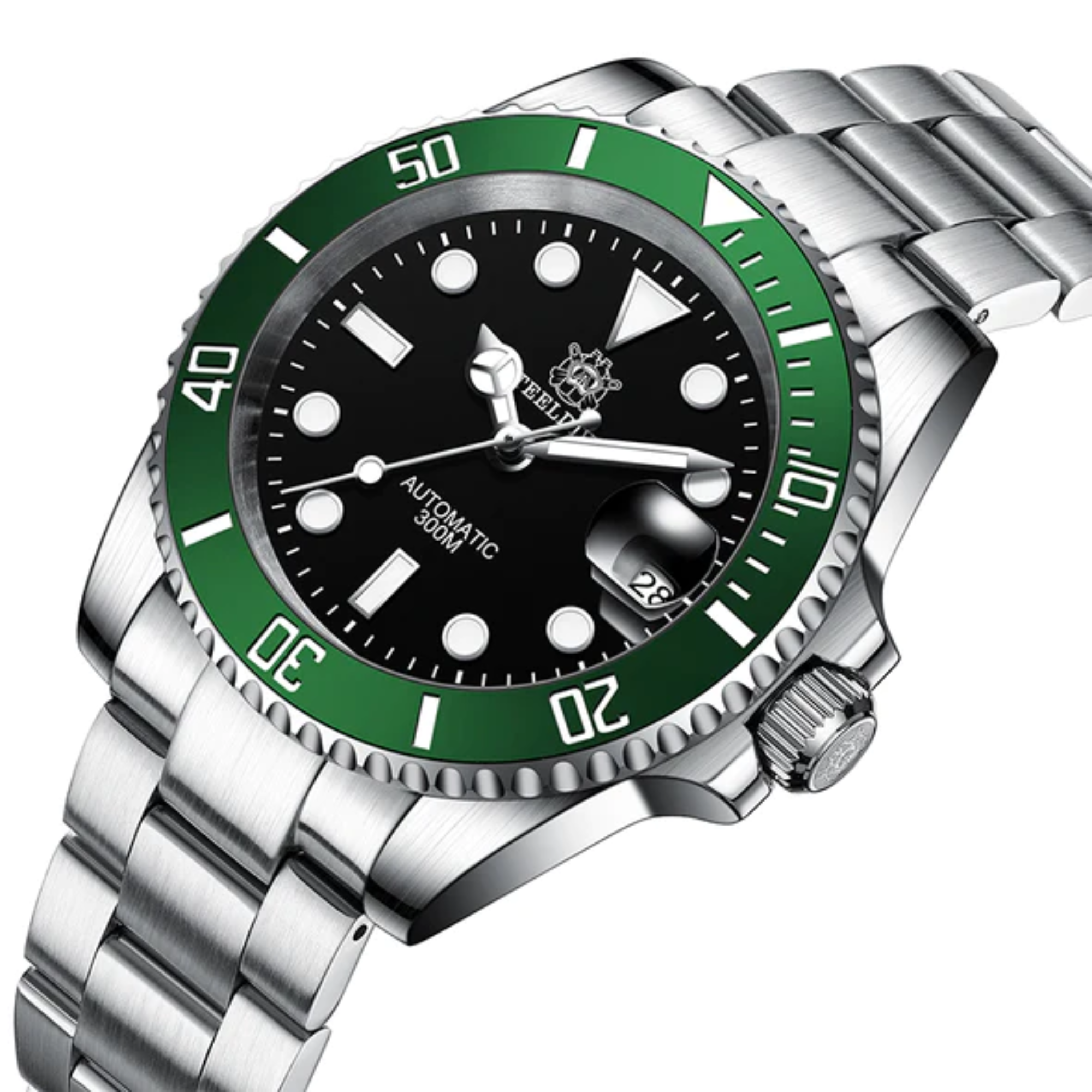 Steeldive SD1953 Sub Men Dive Watch V2 Green/Black Dial With Oyster Bracelet