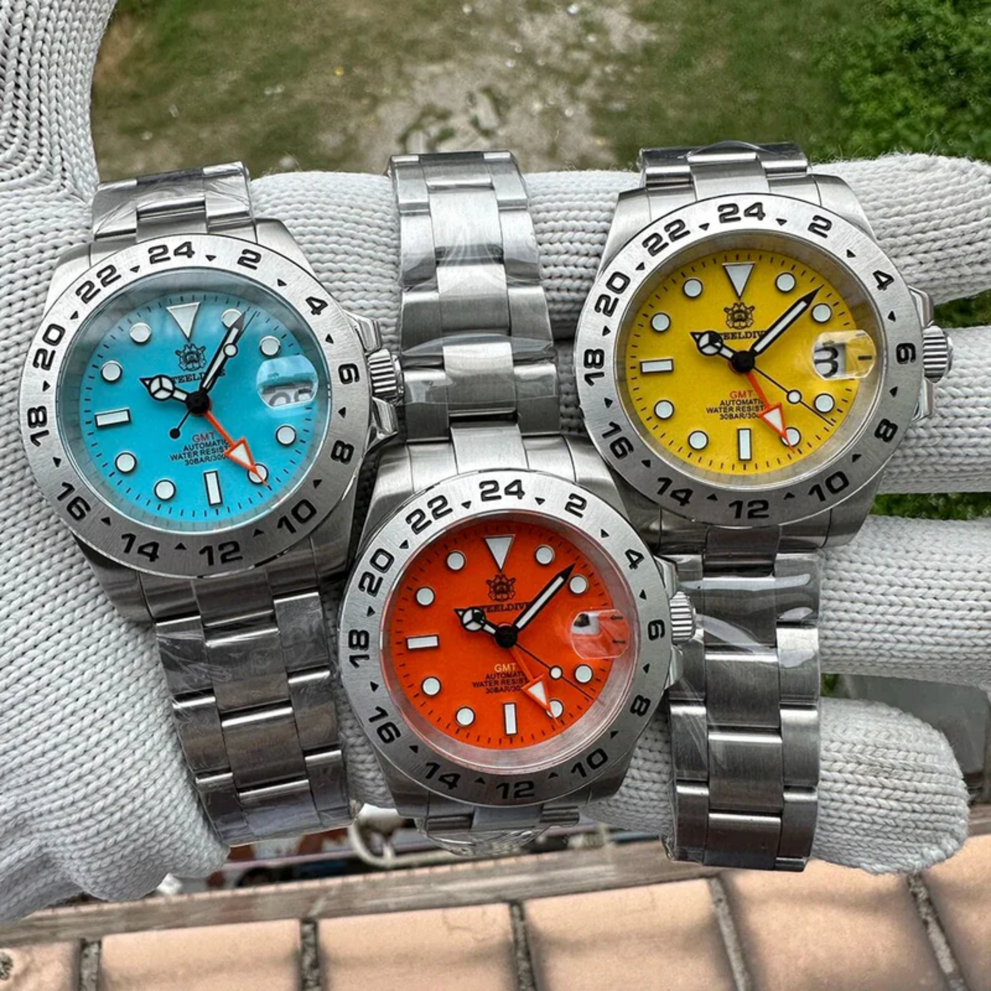 Steeldive SD1992 NH34 GMT Automatic Watch - Reddish - Orange Dial