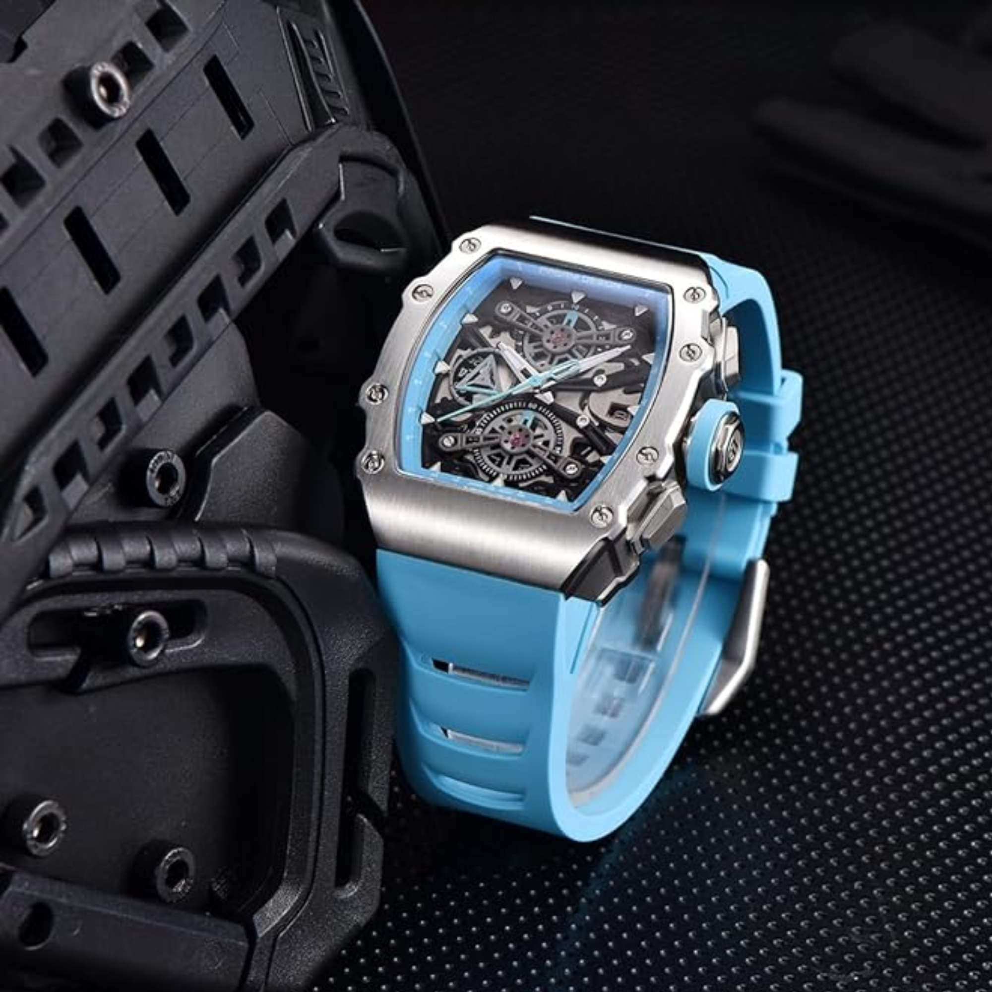 Pagani Design PD-YS011 Mens Skeleton Quartz Wristwatch YM92 Movt Watch for Men Sapphire Glass Stainless Steel Case Waterproof Clock