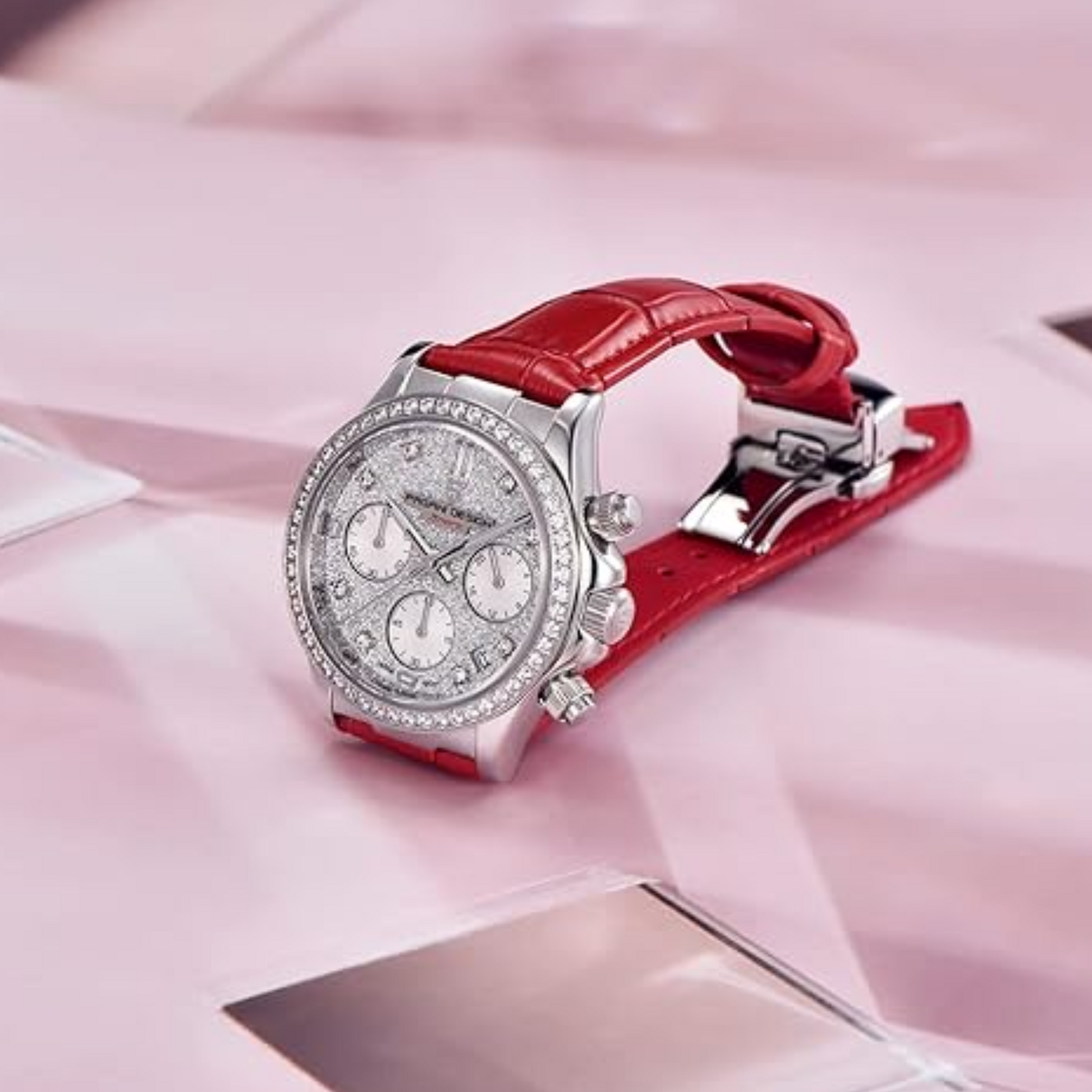 Pagani Design PD1730 Chronograph Date Quartz women's Watch  - White Dial with Red Strap