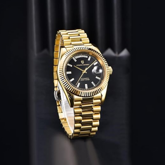 Pagani Design DD40 PD-1783 Men's Watches Luxury Automatic Watch AR Sapphire Glass Mechanical Wristwatch Men NH36A  - Gold Black Dial