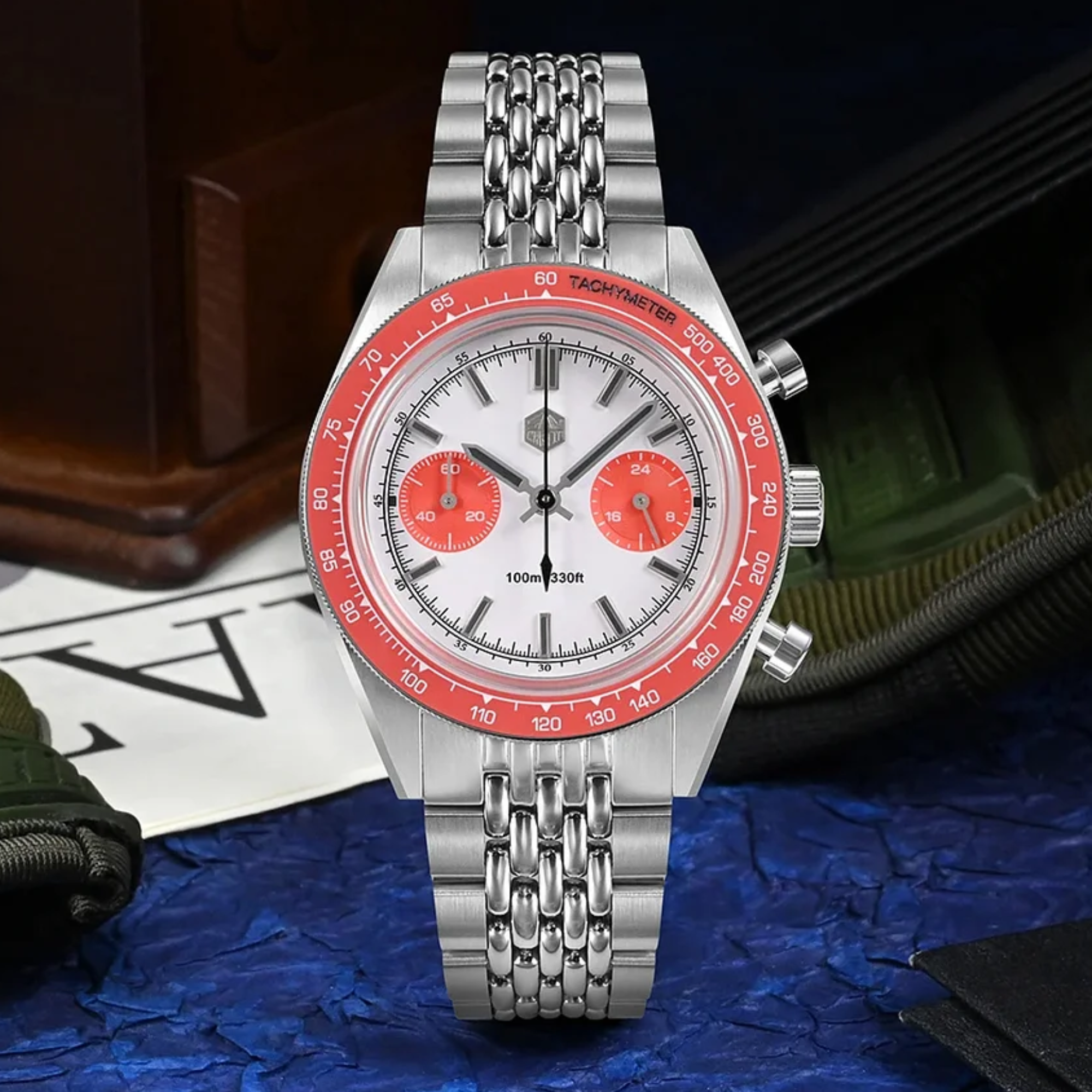 San Martin Chronograph VK64 Quartz Watch Original Design SN0116 - Orange