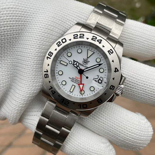 Steeldive SD1992 NH34 GMT Automatic Watch - White Dial