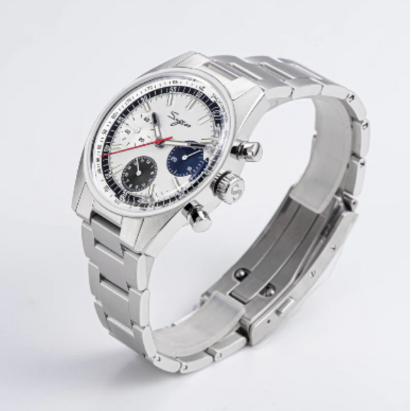 Sugess Chrono Heritage 442 Chronograph Special Dial Swan Neck Regulator - White