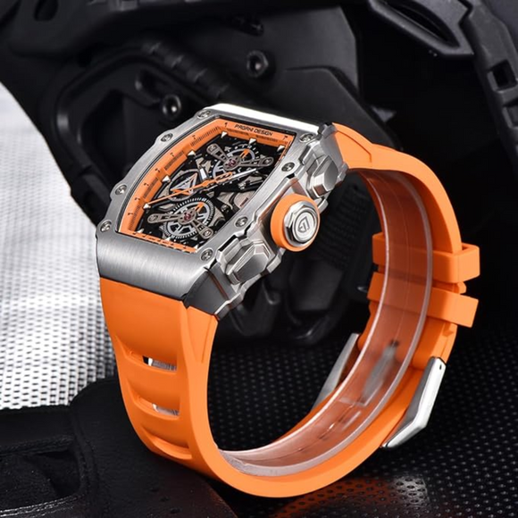 Pagani Design PD-YS011 Mens Skeleton Quartz Wristwatch YM92 Movt Watch for Men Sapphire Glass Stainless Steel Case Waterproof Clock