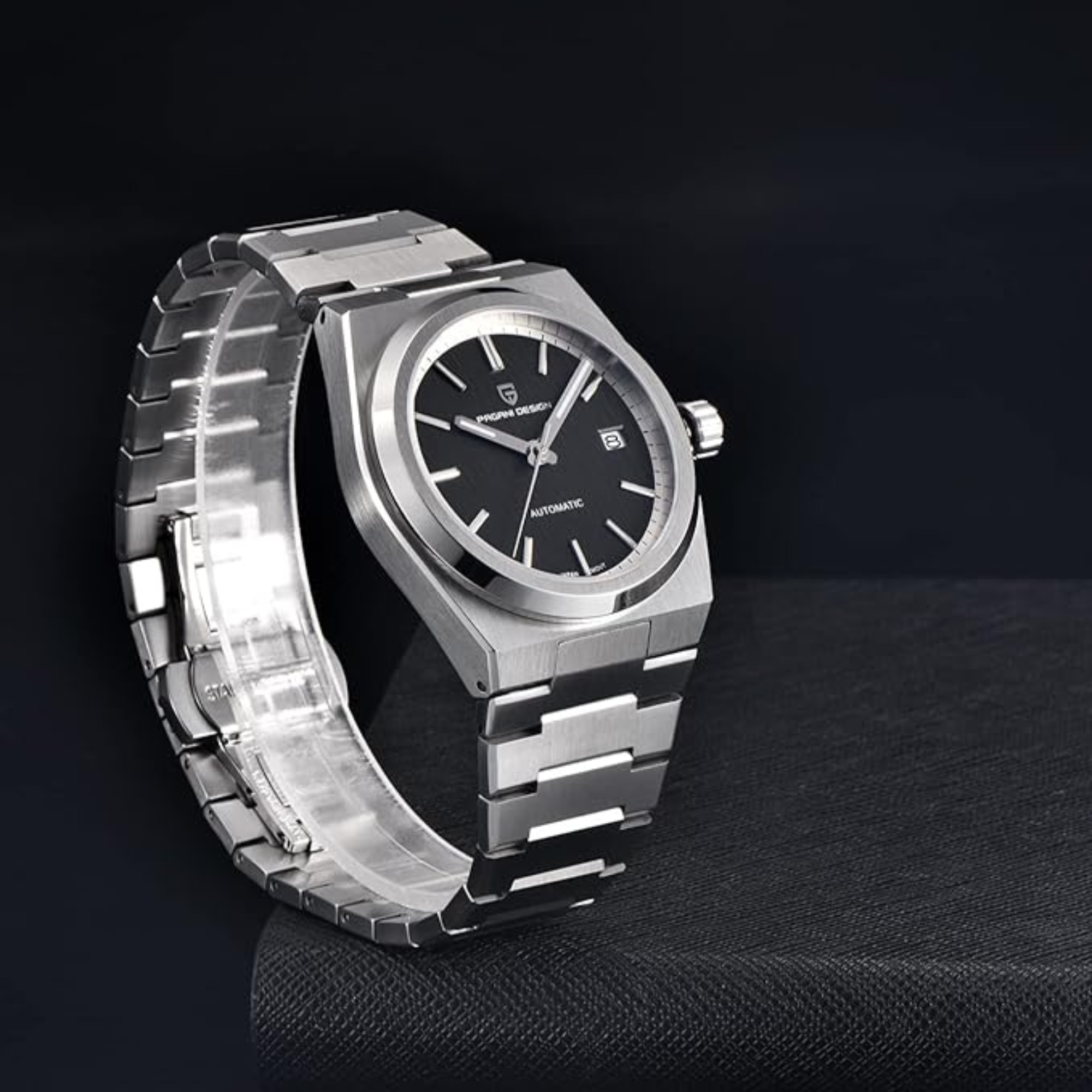 Pagani Design PD-1753 PRX Powermatic 38MM 100M Waterproof Japan NH35 Automatic Mechanical Watch Sapphire Crystal AR Coating Luminous Stainless Steel Business Watch - Black
