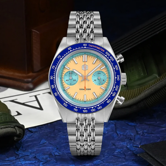 San Martin Chronograph VK64 Quartz Watch Original Design SN0116 - Beach