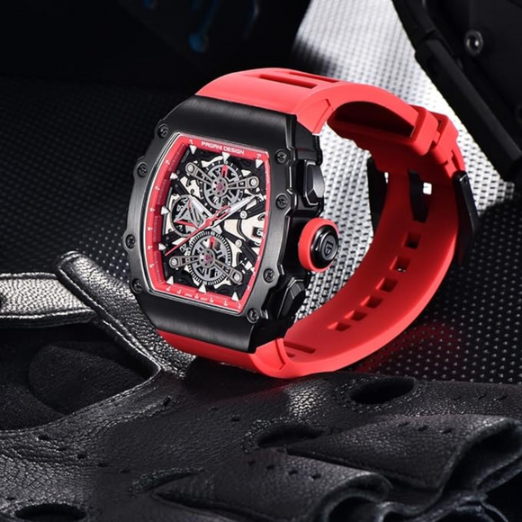 Pagani Design PD-YS011 Mens Skeleton Quartz Wristwatch YM92 Movt Watch for Men Sapphire Glass Stainless Steel Case Waterproof Clock