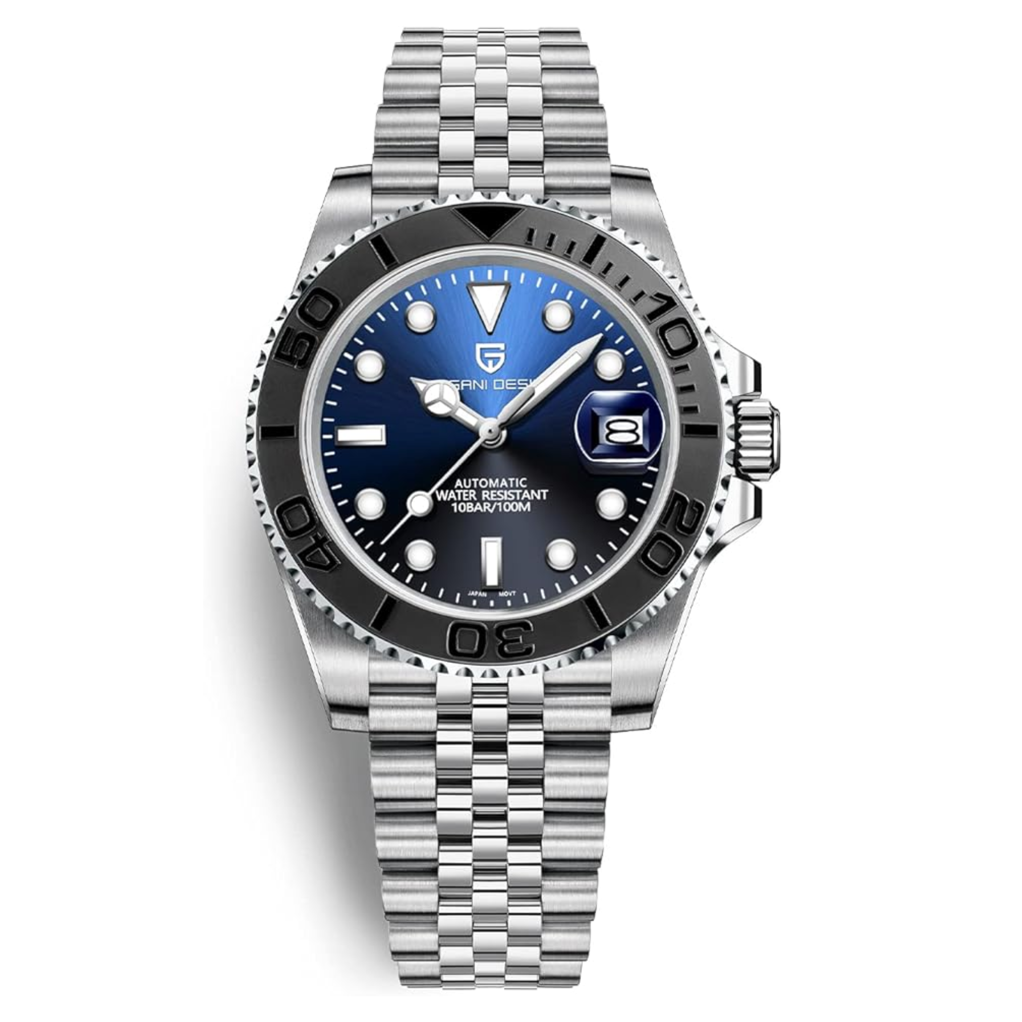 Pagani Design PD-1651 40mm Mens Automatic Waterproof Mechanical Watch (Seiko NH-35 Movement) Yatch-Master Hommage - Black Blue