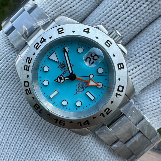 Steeldive SD1992 NH34 GMT Automatic Watch - Tiffany Blue Dial