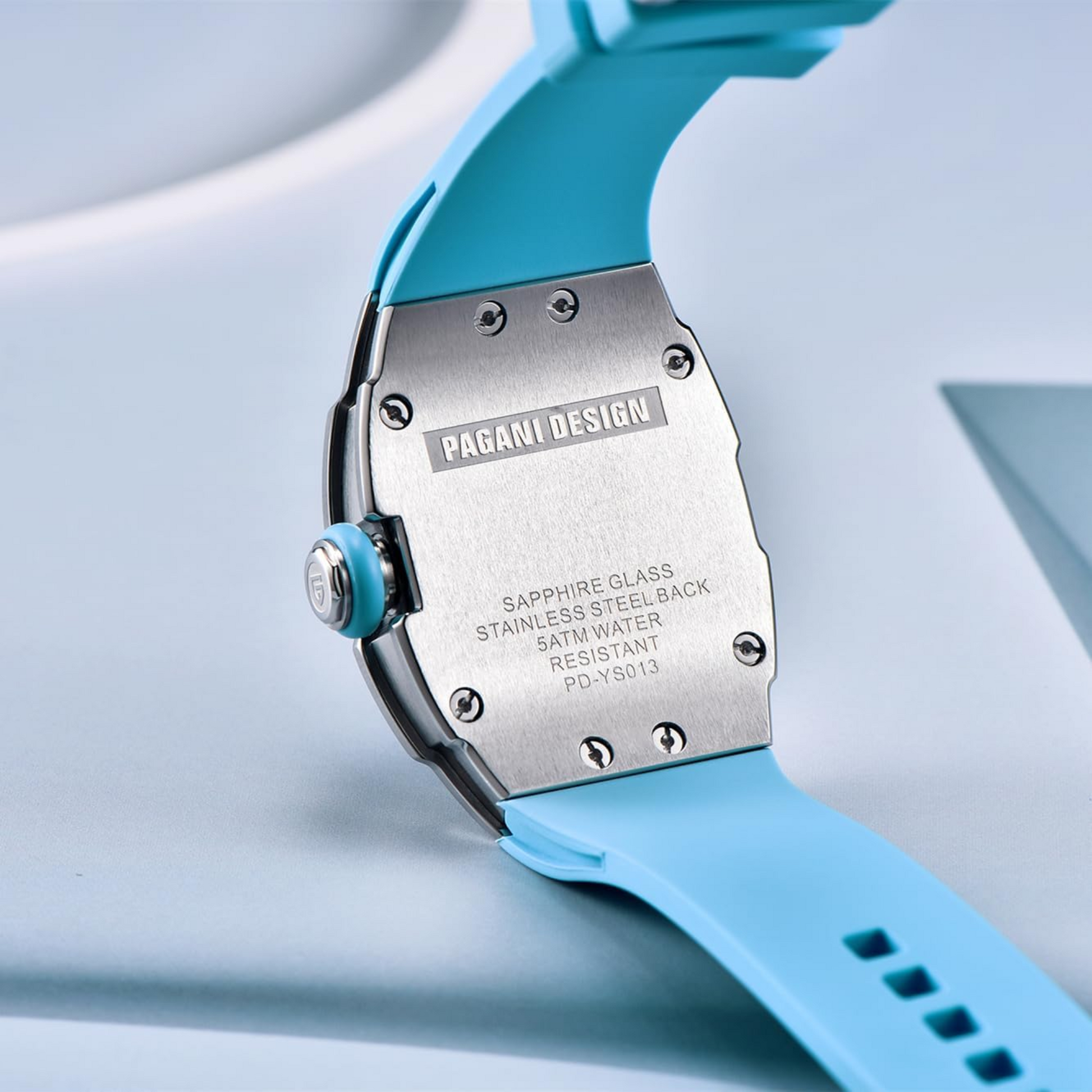 Pagani Design PD-YS013 Bergani Fashion Women's Diamond Inlaid Watch Waterproof Sports Waterproof Night Glow Trend Silicone Women's Watch - Silver Blue