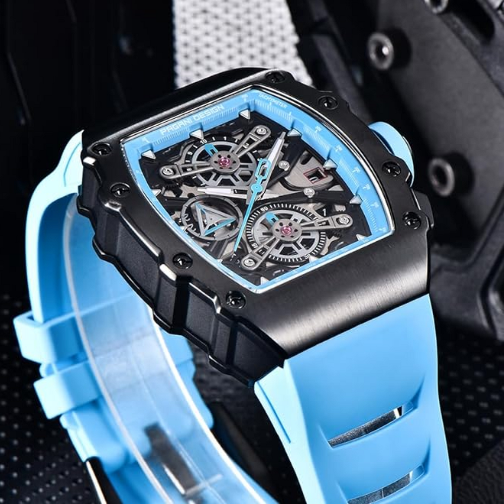 Pagani Design PD-YS011 Mens Skeleton Quartz Wristwatch YM92 Movt Watch for Men Sapphire Glass Stainless Steel Case Waterproof Clock