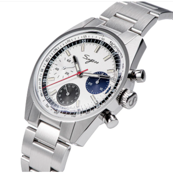 Sugess Chrono Heritage 442 Chronograph Special Dial Swan Neck Regulator - White