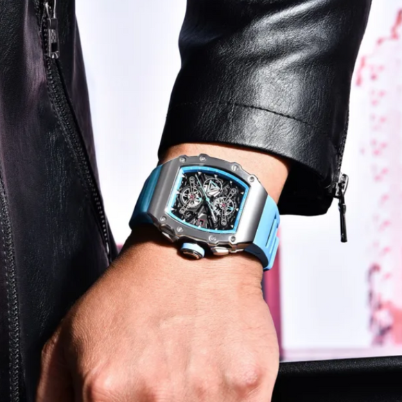 Pagani Design PD-YS011 Mens Skeleton Quartz Wristwatch YM92 Movt Watch for Men Sapphire Glass Stainless Steel Case Waterproof Clock