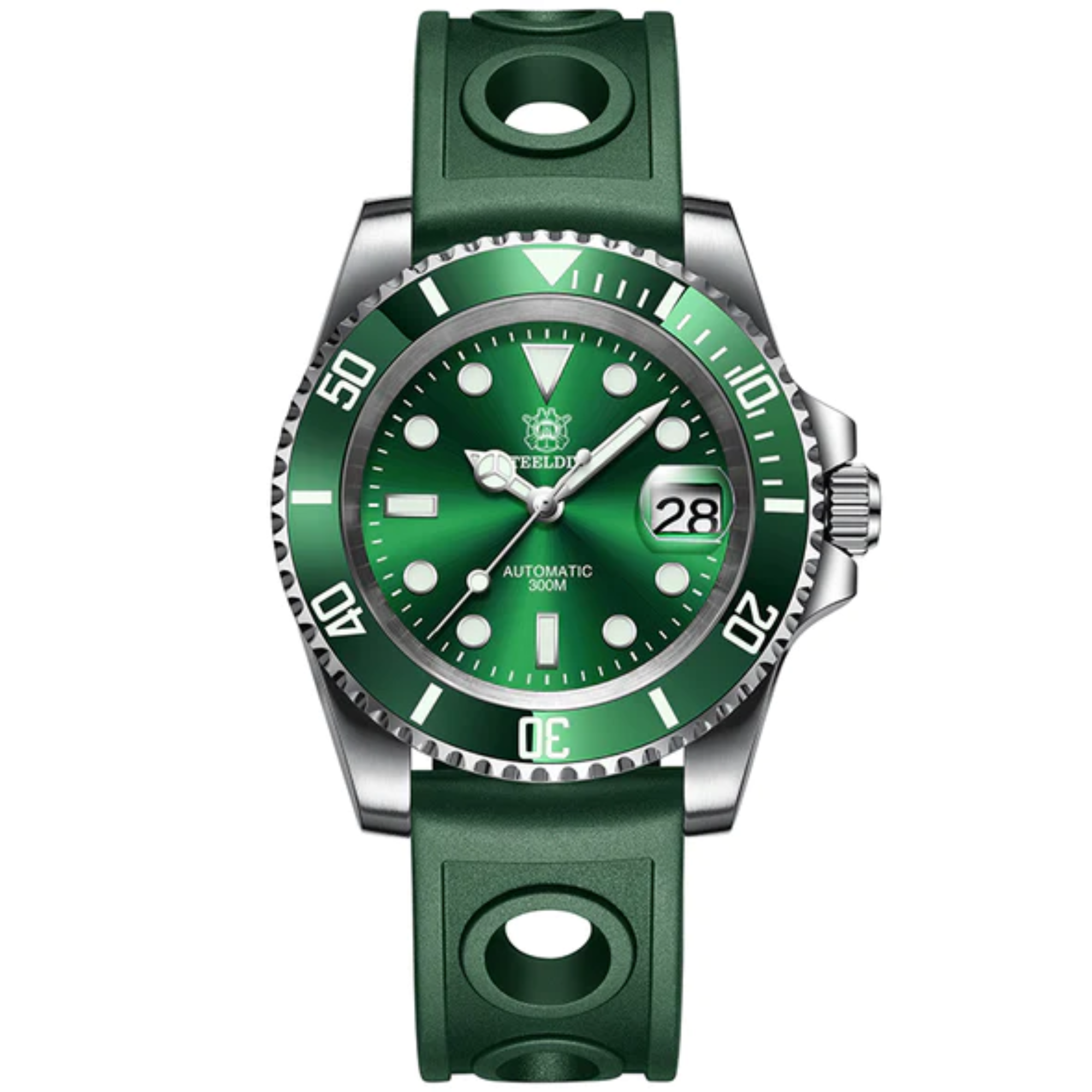 Steeldive SD1953 Sub Men Dive Watch V2 Green Dial With Jubilee Bracelet