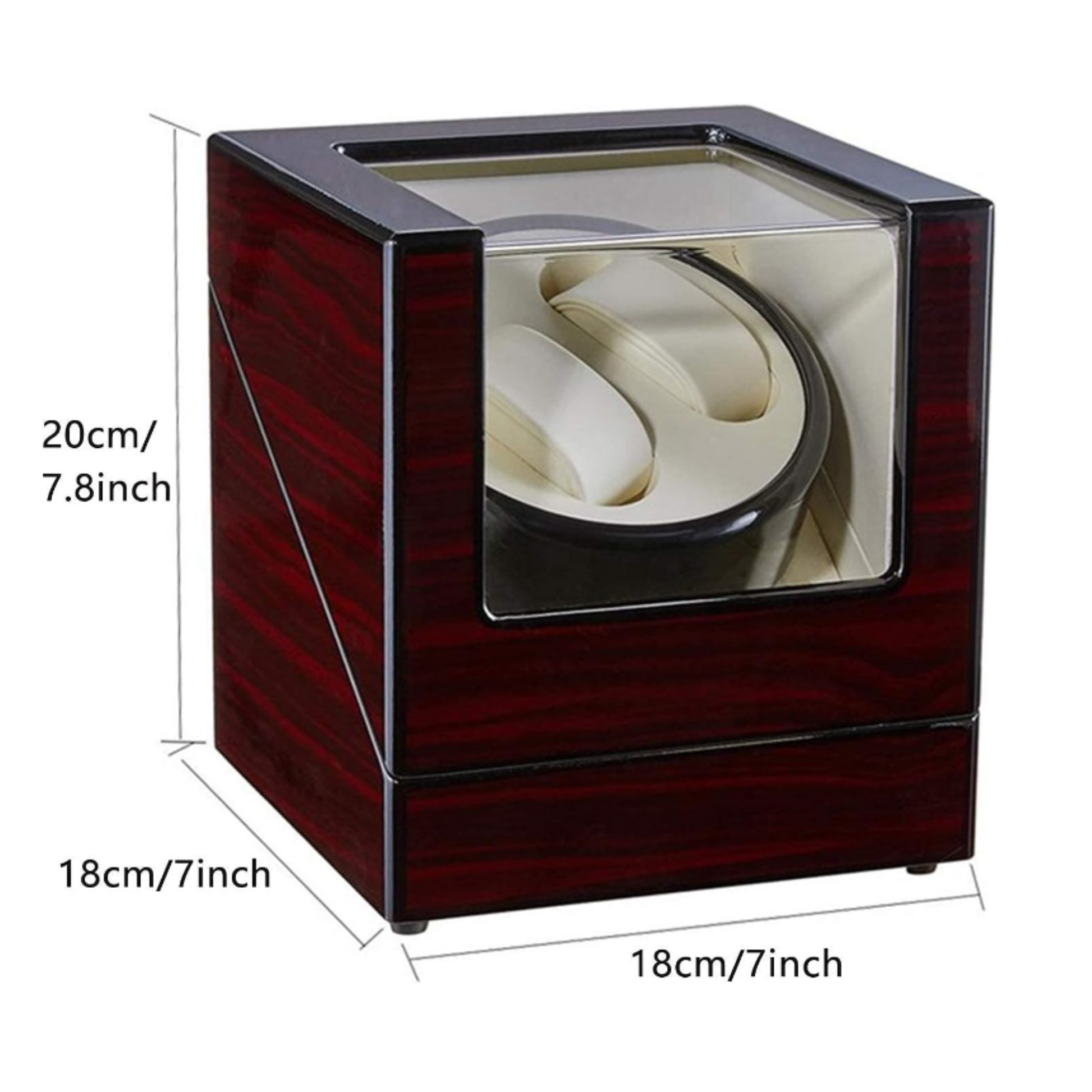 Automatic Double Watch Winder Box Luxurious Wooden Shell Piano Paint Exterior & Silent Wrist Watch Motor: Black-Carbon Fiber