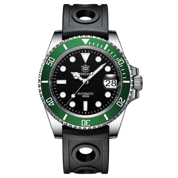Steeldive SD1953 Sub Men Dive Watch V2 Black/Green Dial With Jubilee Bracelet