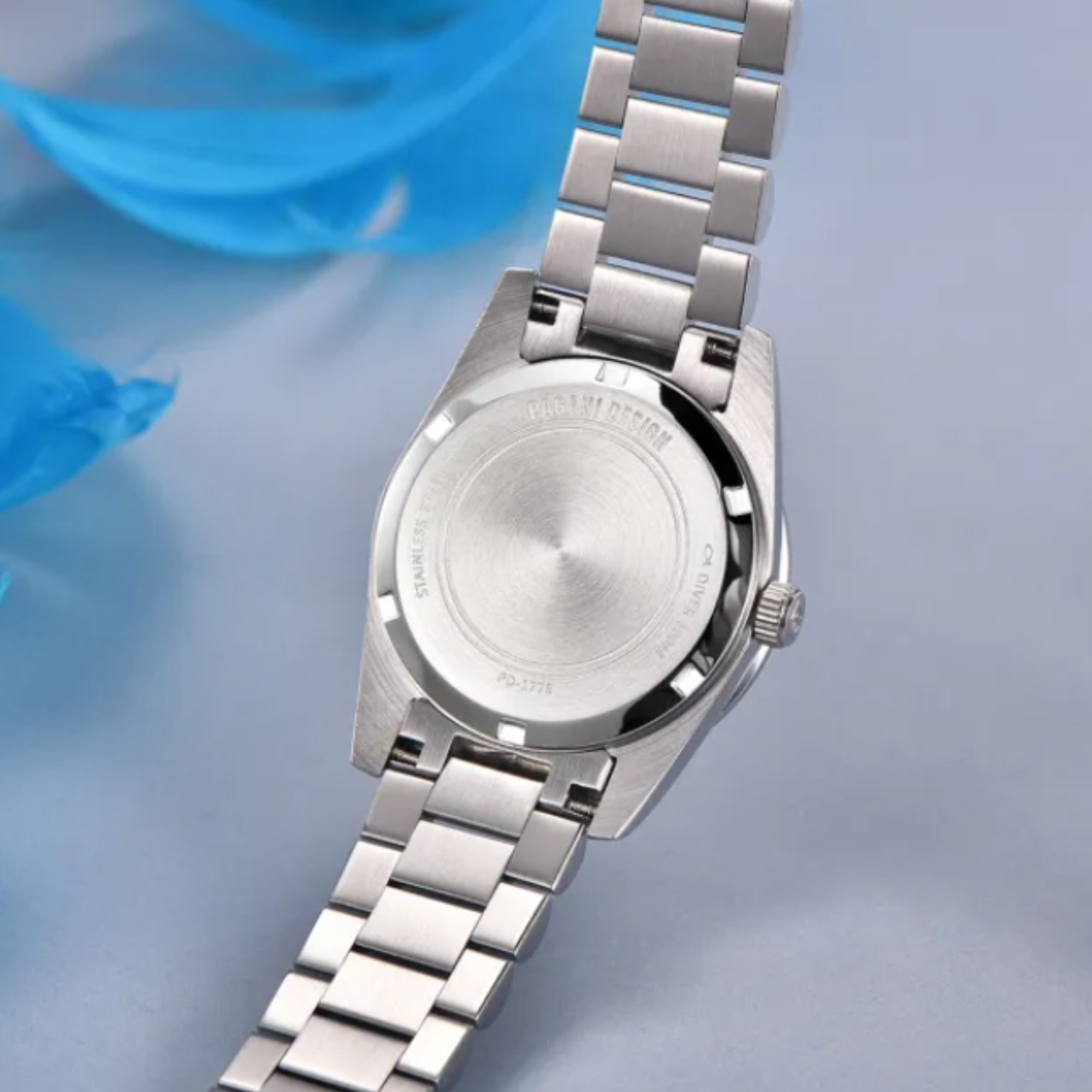 PAGANI DESIGN PD-1776 Luxury Stainless Steel Waterproof Wrist Watch for Women Diamond Bezel Sapphire Dial 32 mm - Frost White