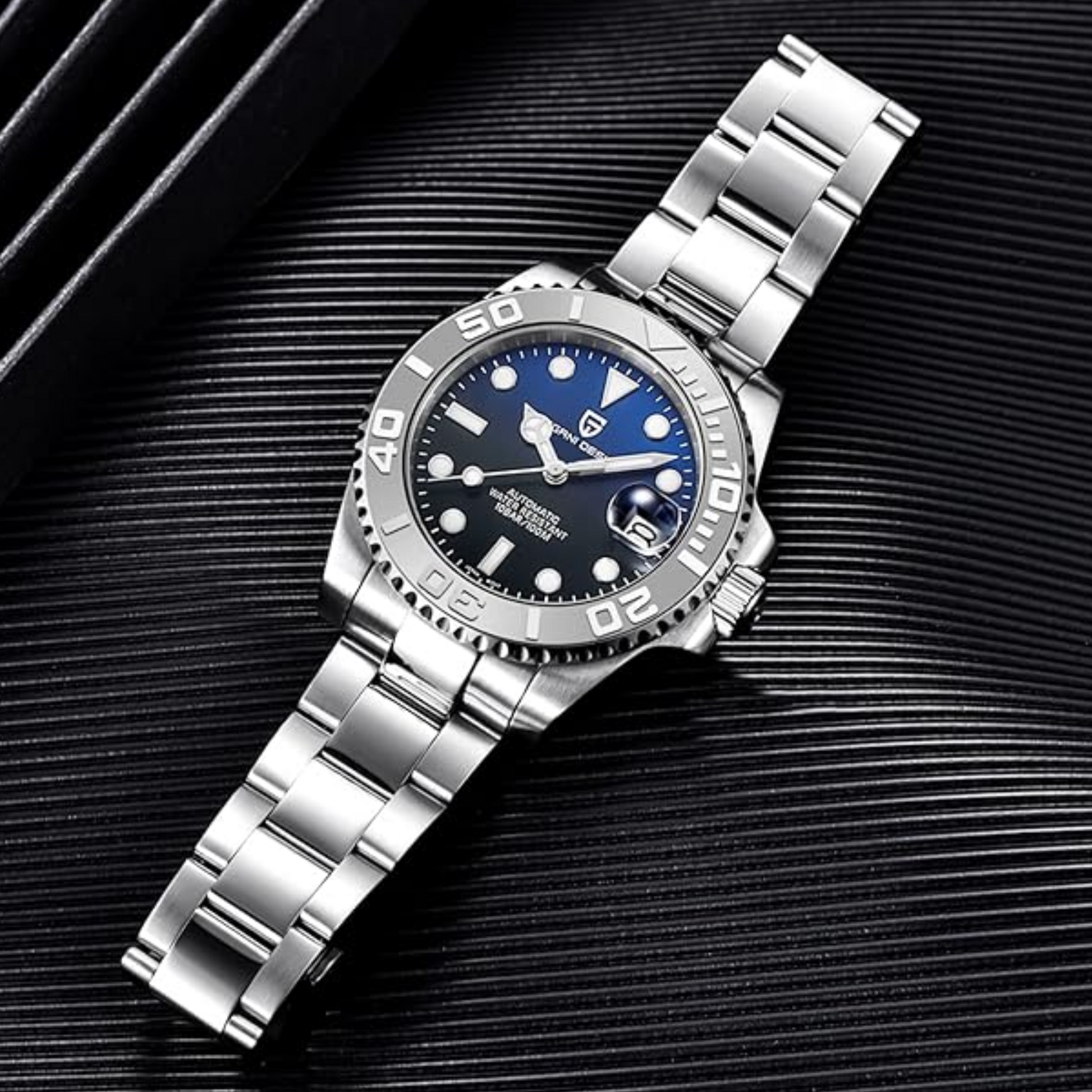 Pagani Design PD-1651 40mm Mens Automatic Waterproof Mechanical Watch (Seiko NH-35 Movement) Yatch-Master Hommage - Black Blue
