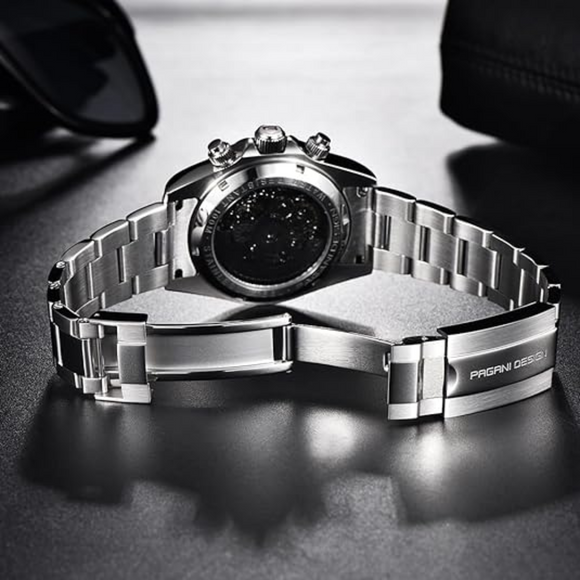 PAGANI DESIGN PD-1777 Automatic Stainless Steel Skeleton Mechanical Wrist Watch - Silver Black