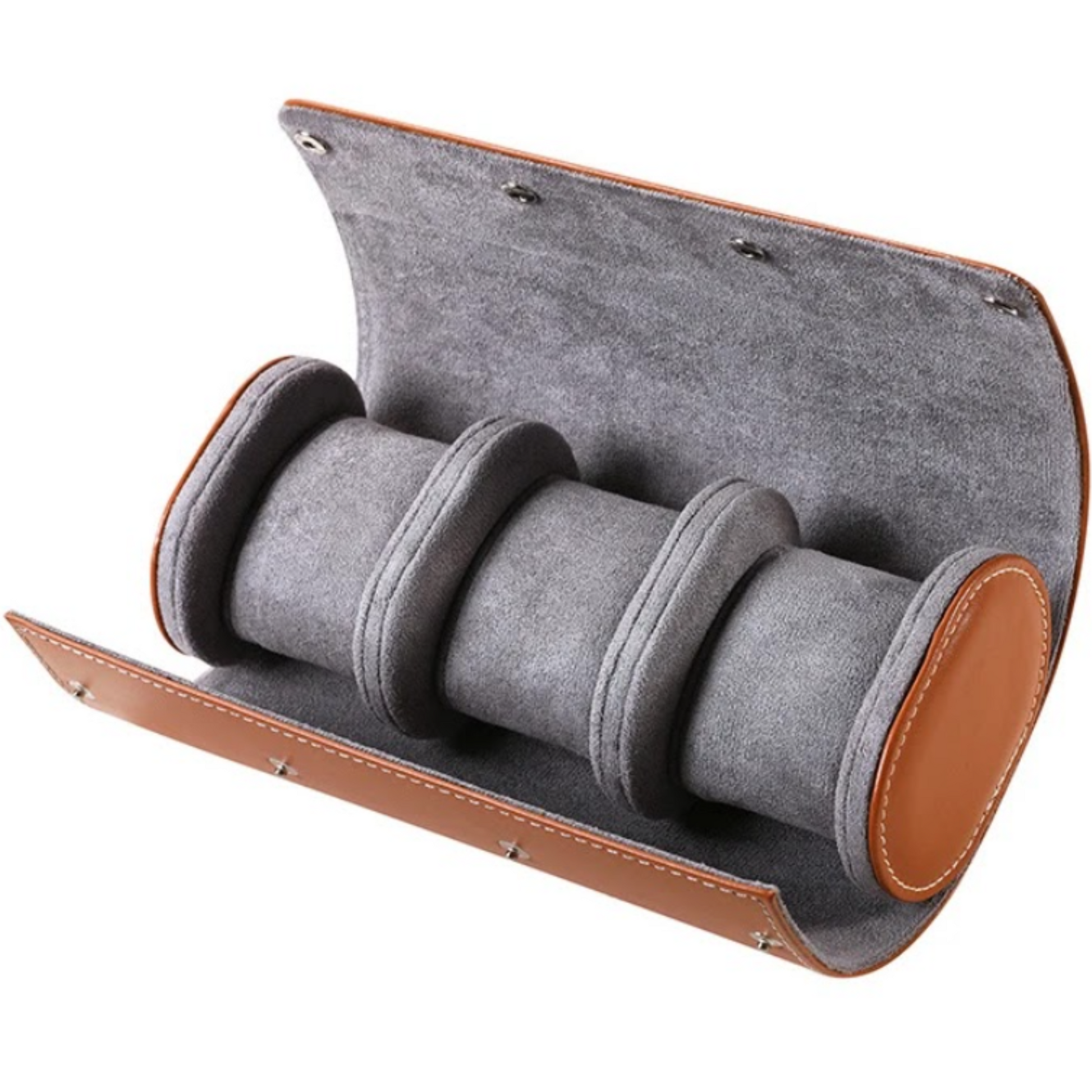 Dream Watches Trenta Premium Watch Storage and Travel Case : Triple Slot  |  Brown Leather