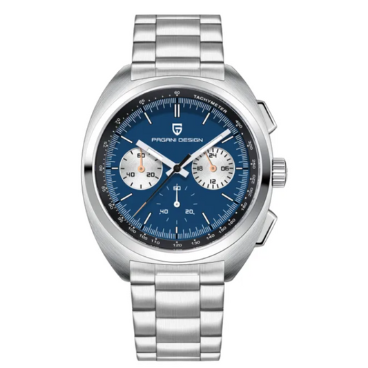 PAGANI DESIGN PD-1782 Men's Quartz Watches Chronograph Stainless Steel 40mm Sports Wrist Watch for Men - Blue Dial