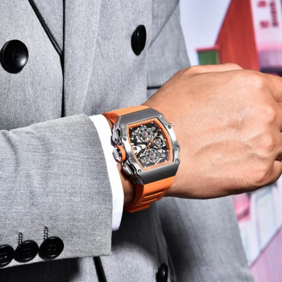 Pagani Design PD-YS011 Mens Skeleton Quartz Wristwatch YM92 Movt Watch for Men Sapphire Glass Stainless Steel Case Waterproof Clock