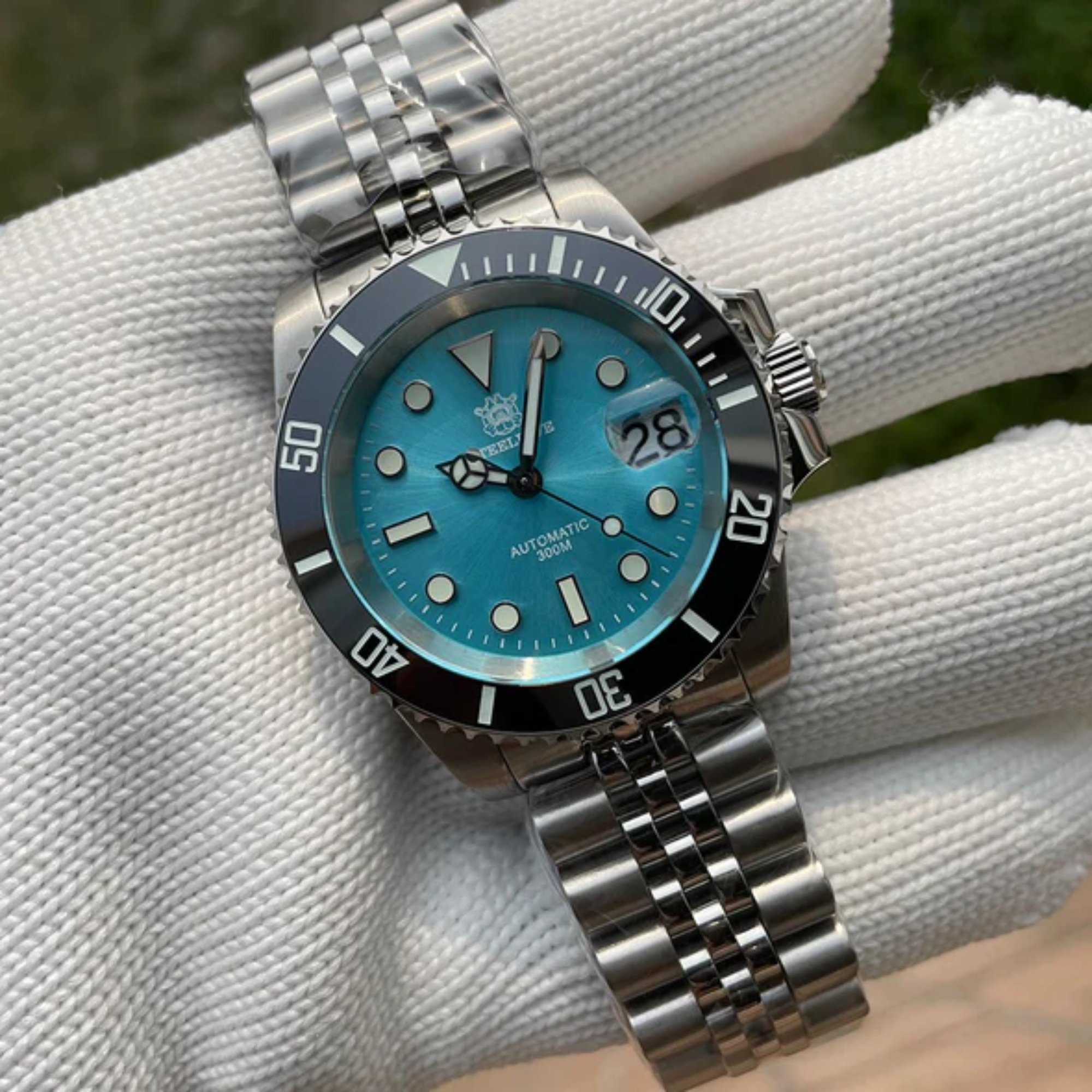 Steeldive SD1953 Sub Men Dive Watch V2 Light Blue Dial With Jubilee Bracelet