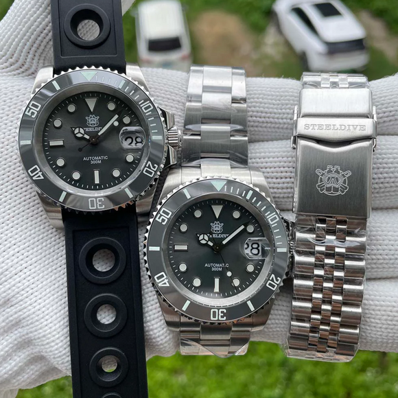 Steeldive SD1953 Sub Men Dive Watch V2 Grey Dial With Jubilee Bracelet