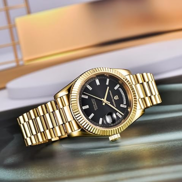 Pagani Design DD40 PD-1783 Men's Watches Luxury Automatic Watch AR Sapphire Glass Mechanical Wristwatch Men NH36A  - Gold Black Dial