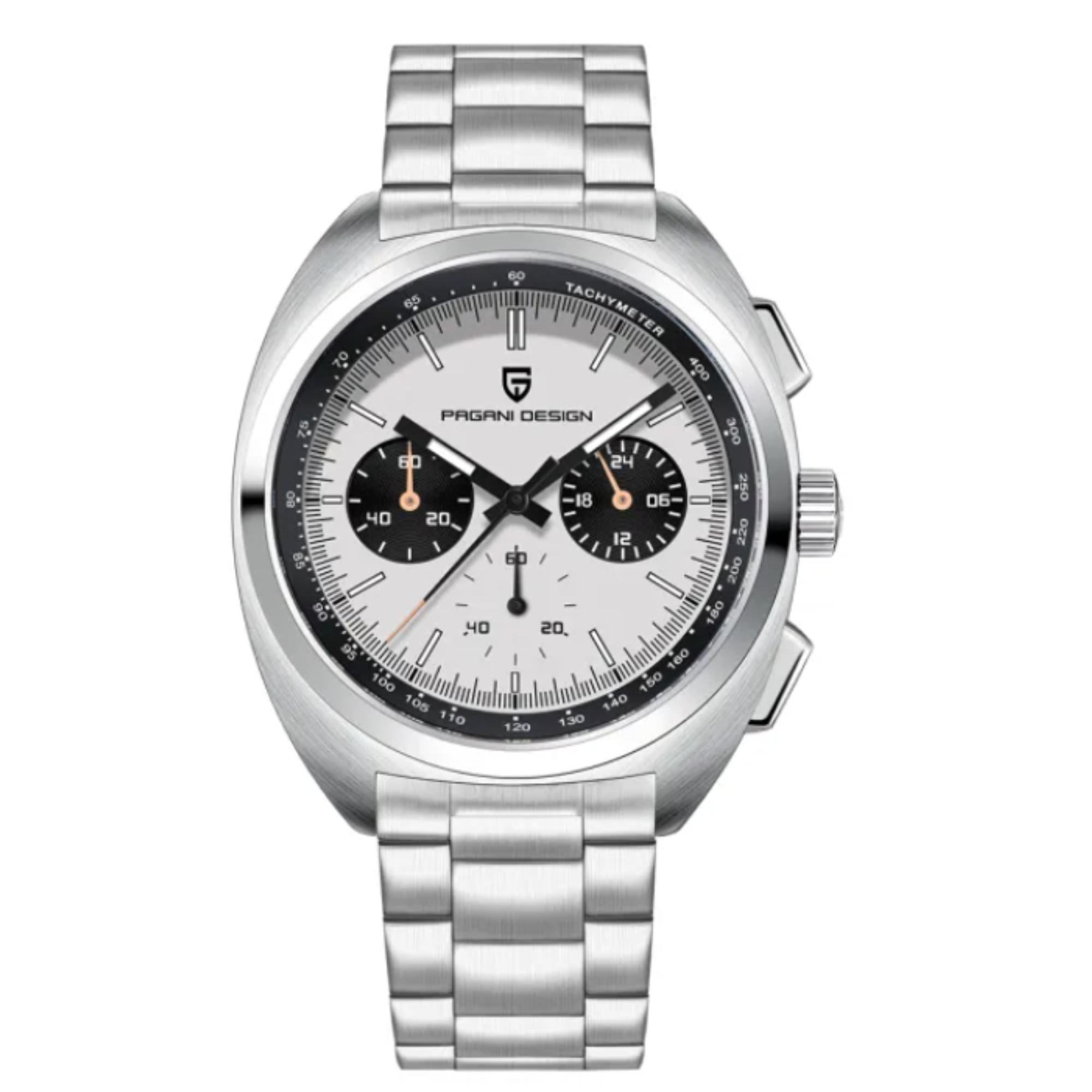 PAGANI DESIGN PD-1782 Men's Quartz Watches Chronograph Stainless Steel 40mm Sports Wrist Watch for Men - White Dial