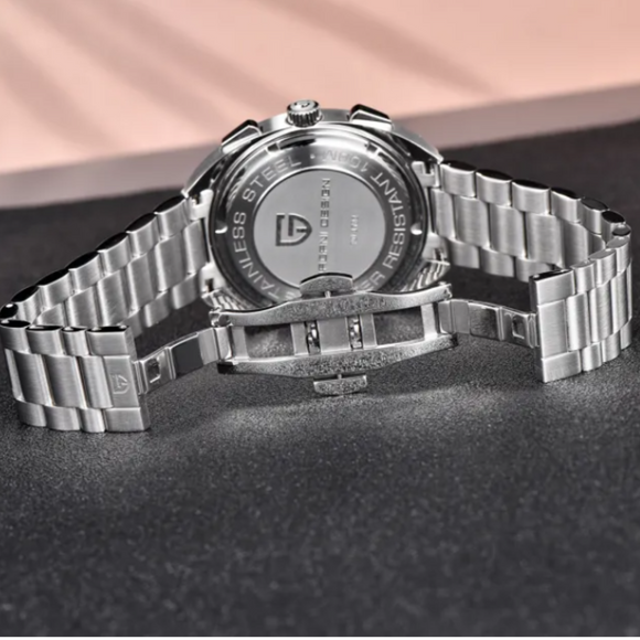 PAGANI DESIGN PD-1782 Men's Quartz Watches Chronograph Stainless Steel 40mm Sports Wrist Watch for Men - Blue Dial