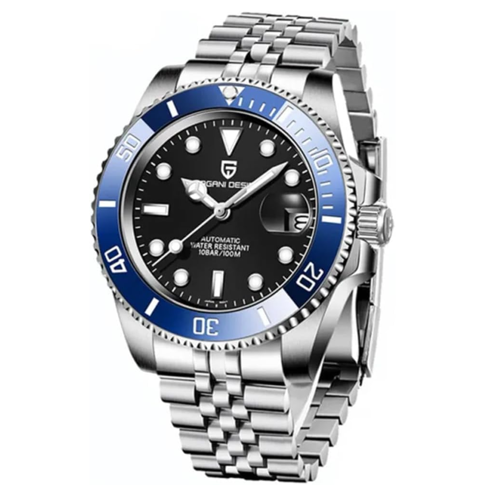 Pagani Design Waterproof Mechanical Automatic Watch Stainless Steel Men's 40MM Watch Submariner (Bluesy) With Jubilee Bracelet