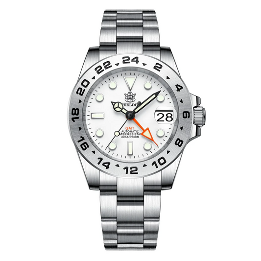 Steeldive SD1992 NH34 GMT Automatic Watch - White Dial