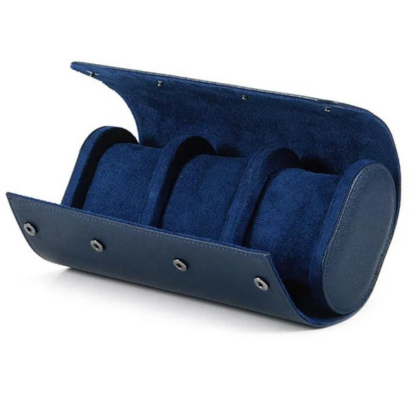 Dream Watches Trenta Premium Watch Storage and Travel Case : Triple Slot  |  Blue Leather